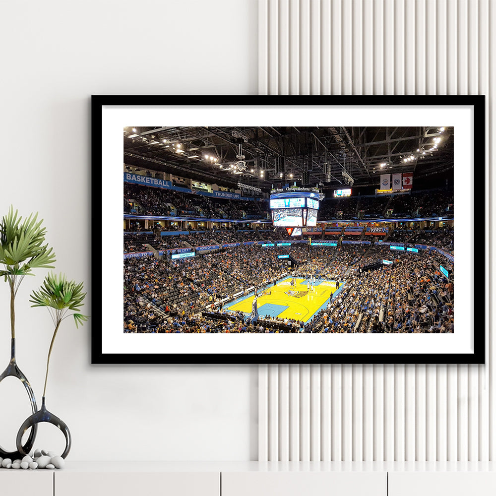 Inside American Airlines Arena, Stadium Canvas, Sport Art, Gift for him, White Border Framed Art Print Wall Decor