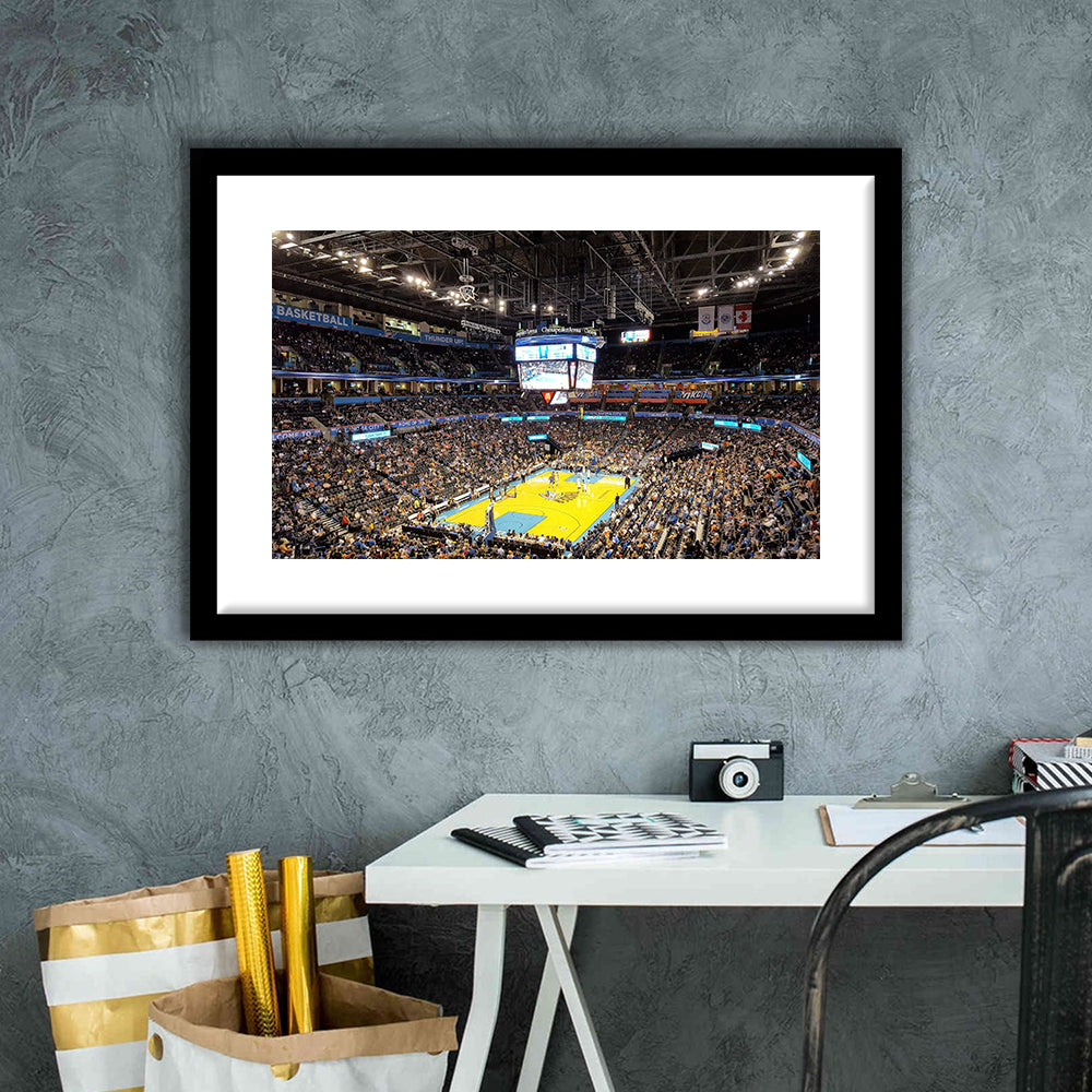 Inside American Airlines Arena, Stadium Canvas, Sport Art, Gift for him, White Border Framed Art Print Wall Decor