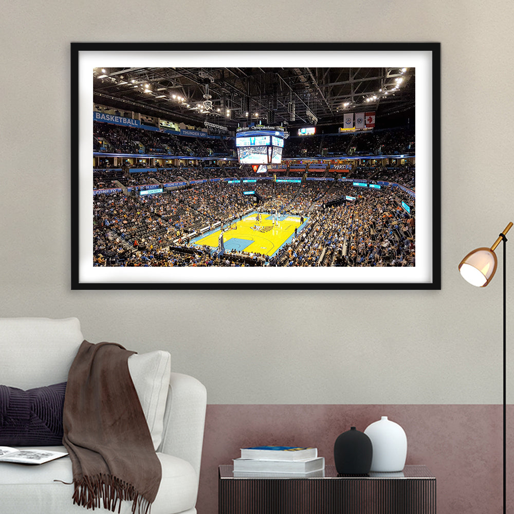Inside American Airlines Arena, Stadium Canvas, Sport Art, Gift for him, White Border Framed Art Print Wall Decor