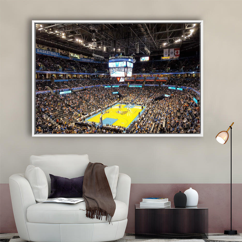 Inside American Airlines Arena, Stadium Canvas, Sport Art, Framed Canvas Print Wall Art, Floating Frame