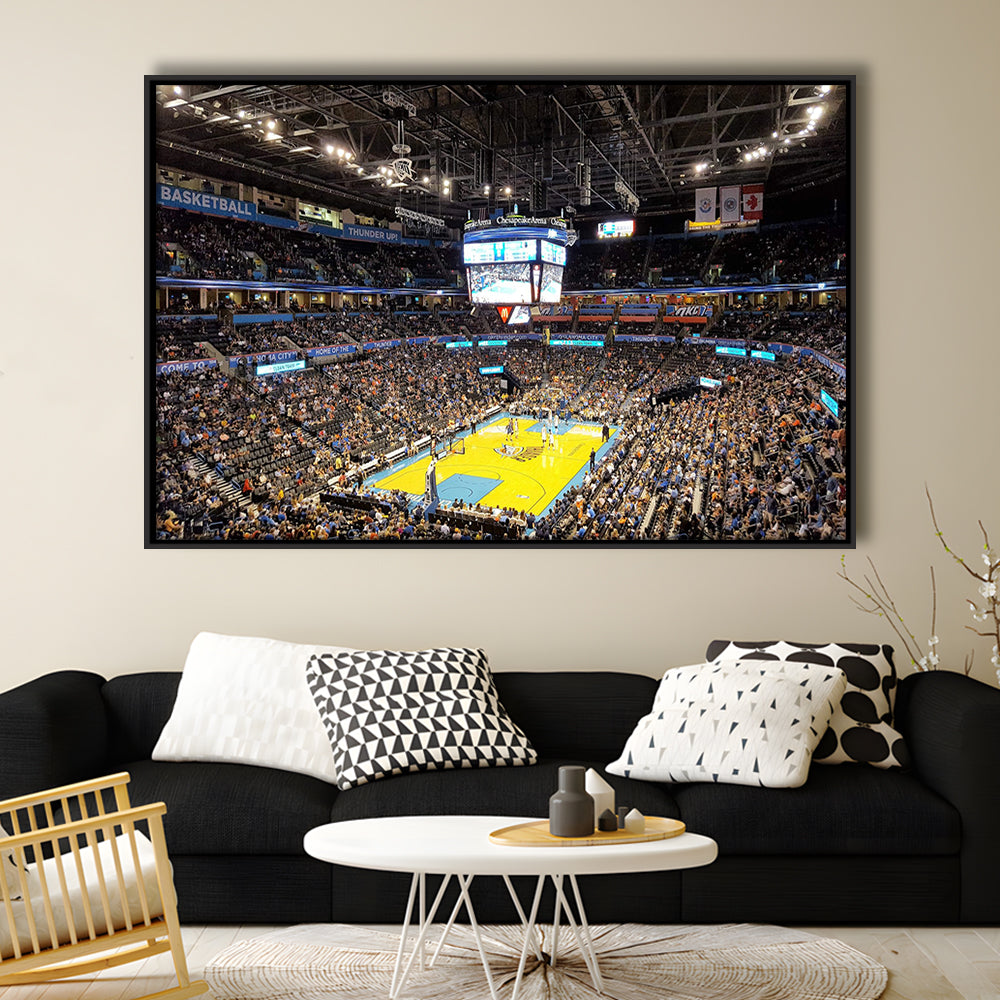 Inside American Airlines Arena, Stadium Canvas, Sport Art, Framed Canvas Print Wall Art, Floating Frame