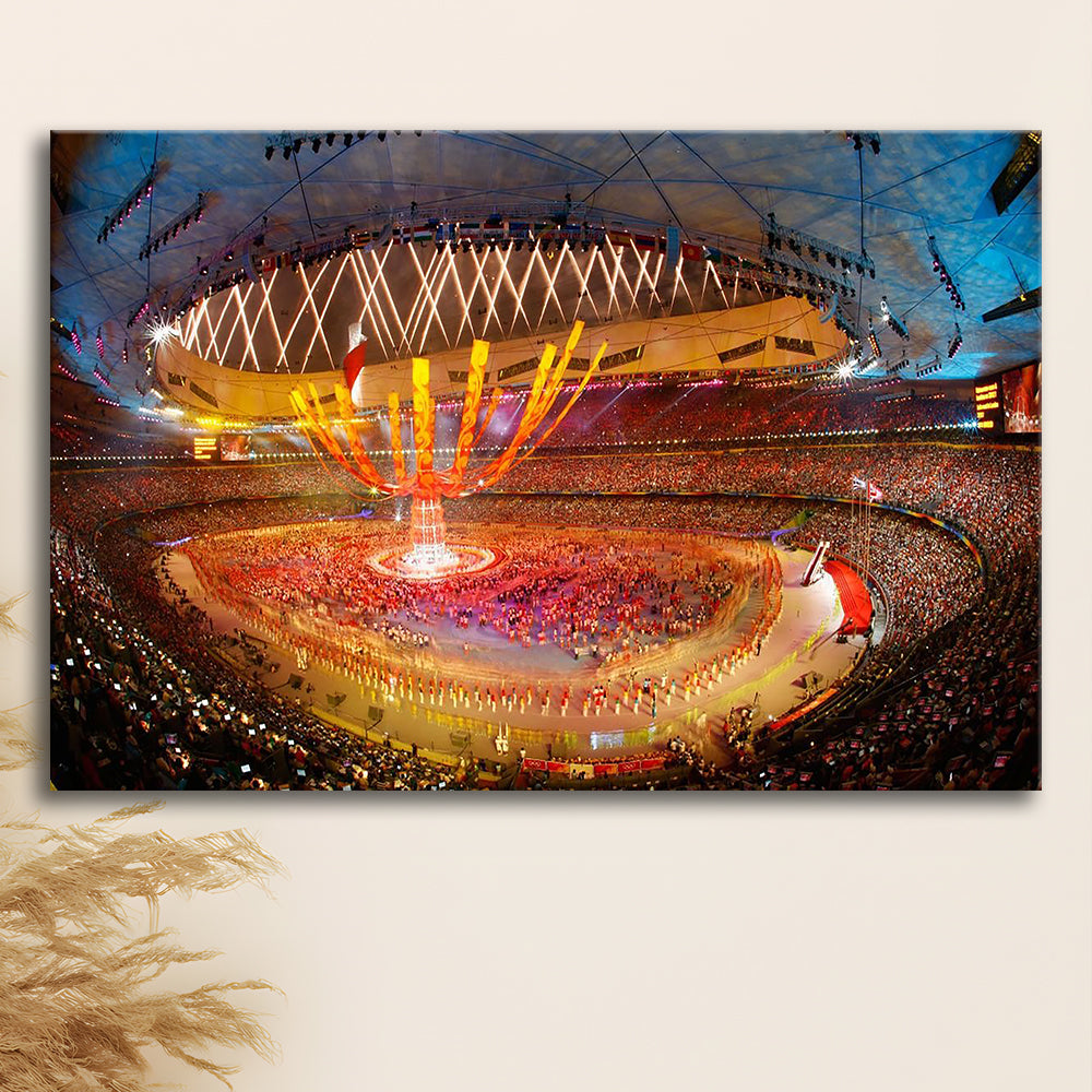 Inside Beijing Olympic Stadium, Stadium Canvas, Sport Art, Gift for him, Man Cave Decor, Art Print, Canvas Print Wall Art