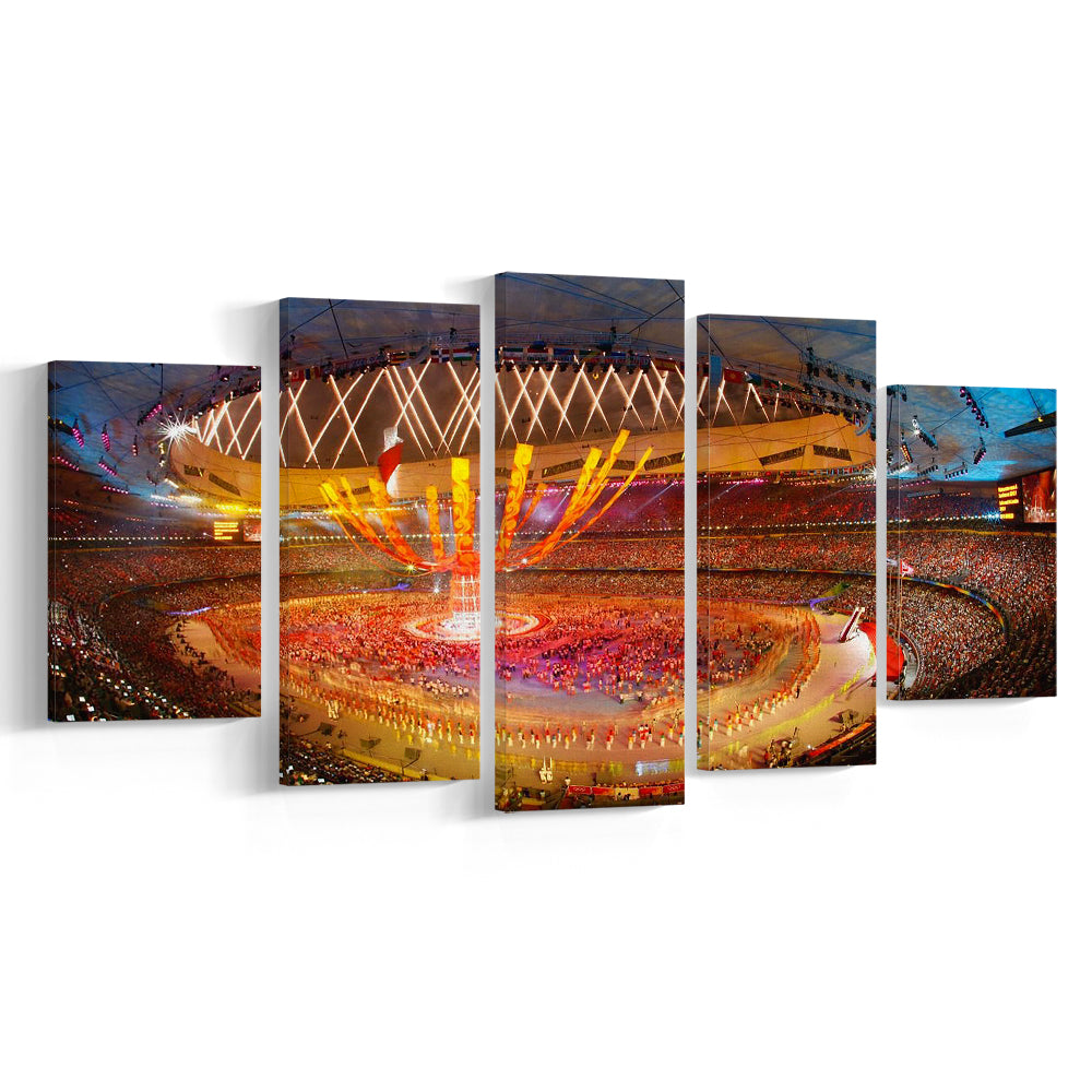 Inside Beijing Olympic Stadium, Stadium Canvas, Sport Art, Gift for him, 5 Panel, Large Canvas, Canvas Print Wall Art