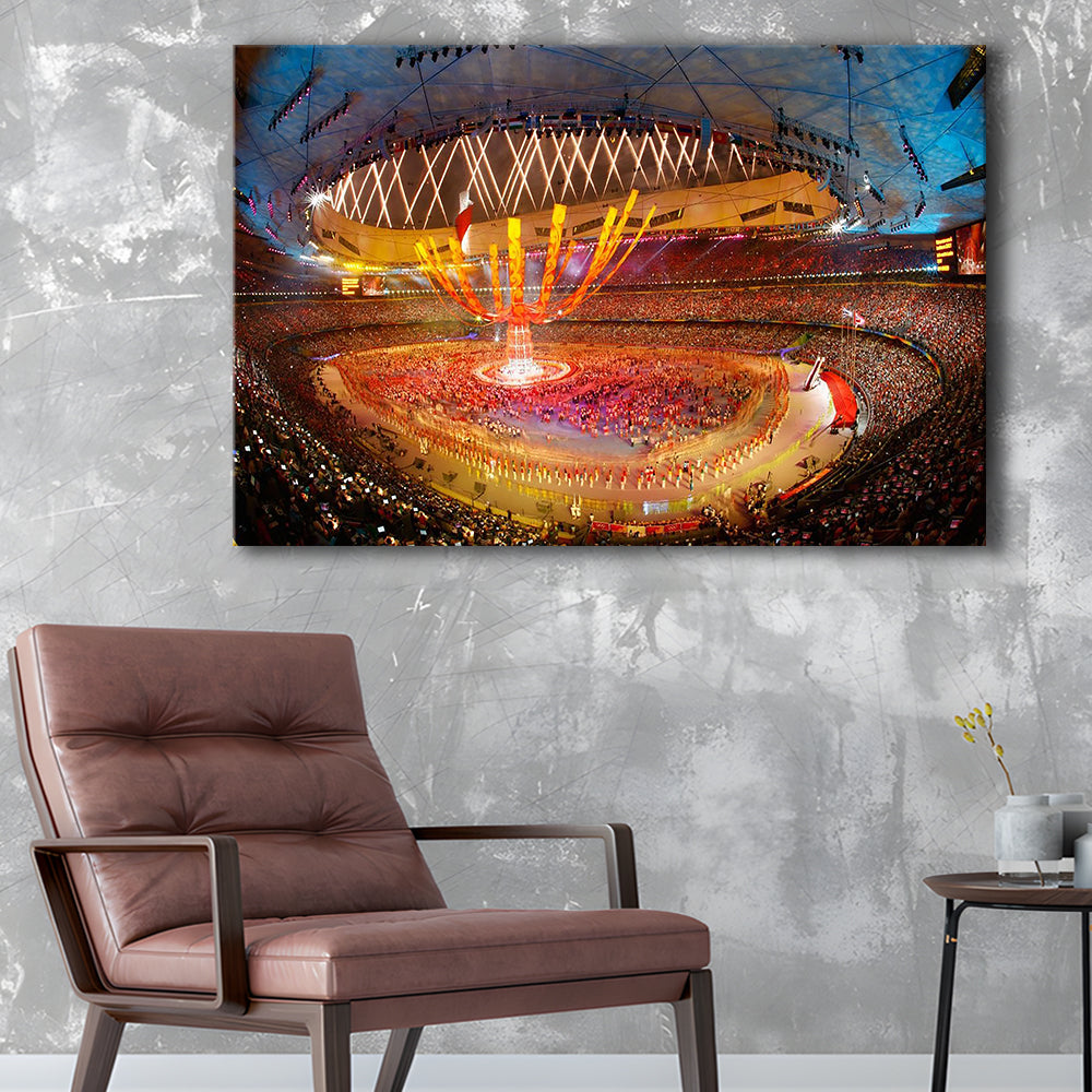 Inside Beijing Olympic Stadium, Stadium Canvas, Sport Art, Gift for him, Man Cave Decor, Art Print, Canvas Print Wall Art