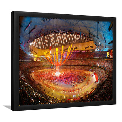 Inside Beijing Olympic Stadium, Stadium Canvas, Sport Art, Gift for him, Framed Art Print Wall Decor, Picture Framed