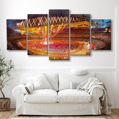 Inside Beijing Olympic Stadium, Stadium Canvas, Sport Art, Gift for him, 5 Panel, Large Canvas, Canvas Print Wall Art