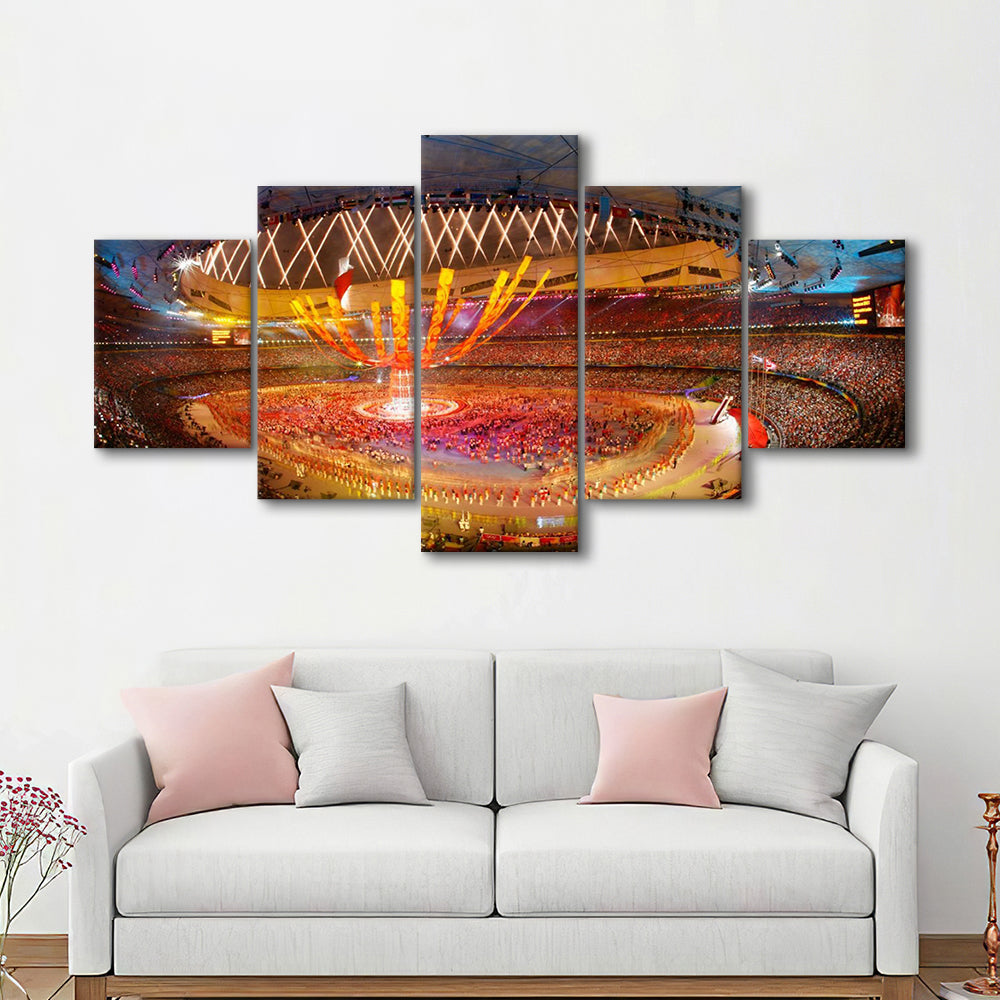 Inside Beijing Olympic Stadium, Stadium Canvas, Sport Art, Gift for him, 5 Panel, Large Canvas, Canvas Print Wall Art