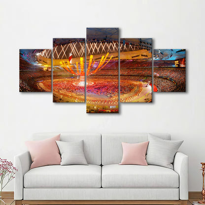 Inside Beijing Olympic Stadium, Stadium Canvas, Sport Art, Gift for him, 5 Panel, Large Canvas, Canvas Print Wall Art