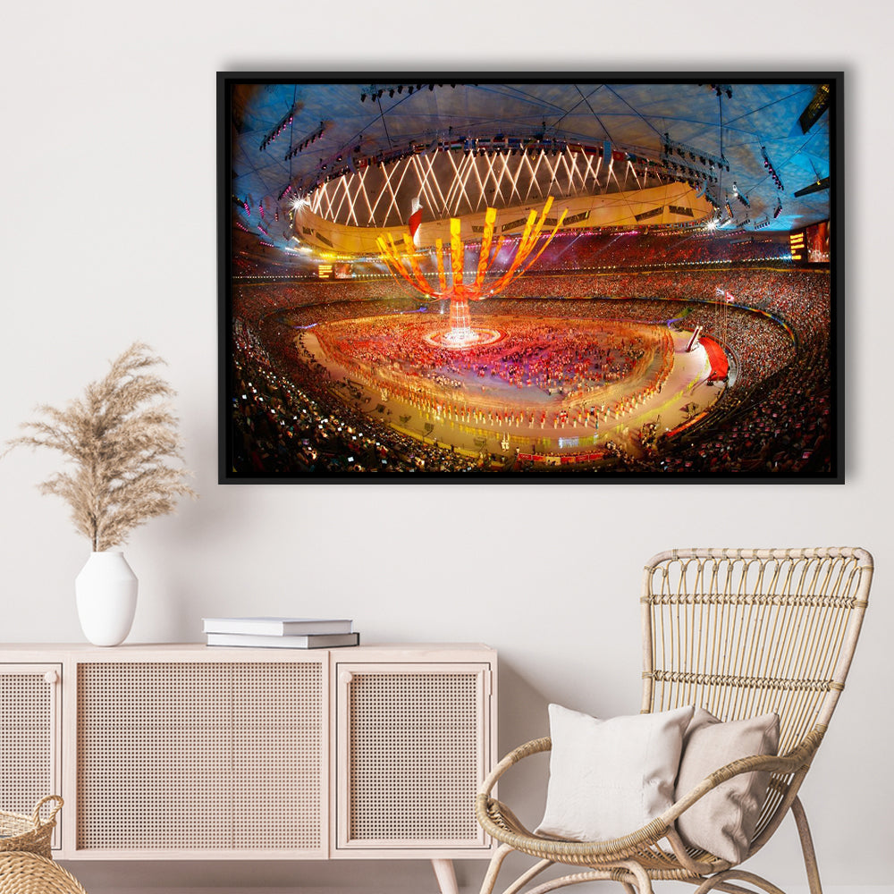 Inside Beijing Olympic Stadium, Stadium Canvas, Sport Art, Framed Canvas Print Wall Art, Floating Frame