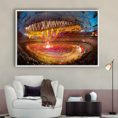 Inside Beijing Olympic Stadium, Stadium Canvas, Sport Art, Framed Canvas Print Wall Art, Floating Frame
