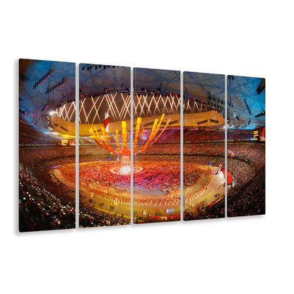 Inside Beijing Olympic Stadium, Stadium Canvas, Sport Art, 5 Panel B, Extra Large Canvas, Canvas Print Wall Art