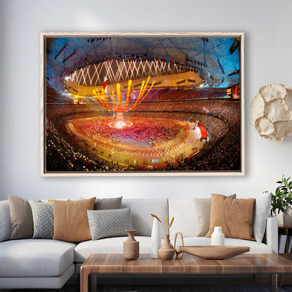 Inside Beijing Olympic Stadium, Stadium Canvas, Sport Art, Framed Canvas Print Wall Art, Floating Frame