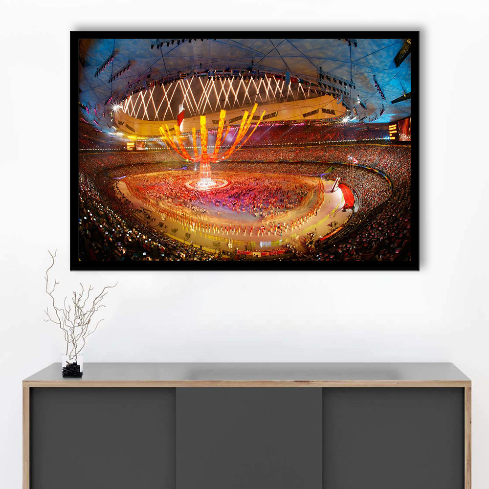 Inside Beijing Olympic Stadium, Stadium Canvas, Sport Art, Gift for him, Framed Art Print Wall Decor, Picture Framed