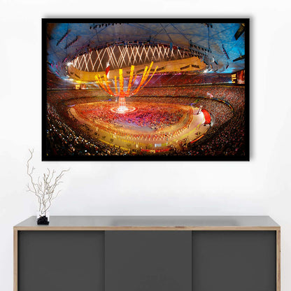 Inside Beijing Olympic Stadium, Stadium Canvas, Sport Art, Gift for him, Framed Art Print Wall Decor, Picture Framed