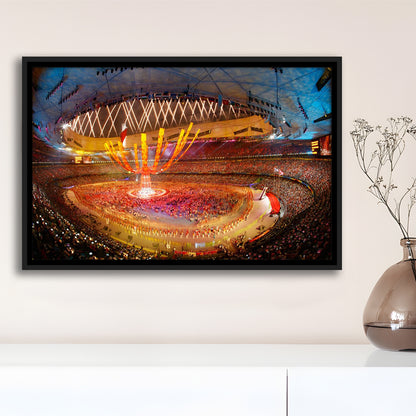 Inside Beijing Olympic Stadium, Stadium Canvas, Sport Art, Framed Canvas Print Wall Art, Floating Frame