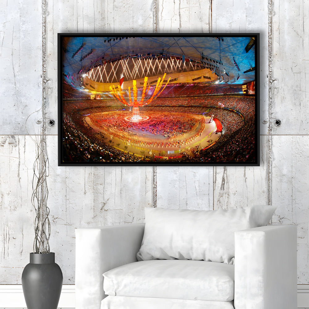 Inside Beijing Olympic Stadium, Stadium Canvas, Sport Art, Framed Canvas Print Wall Art, Floating Frame
