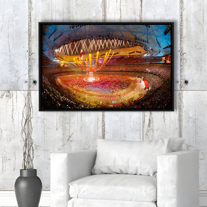 Inside Beijing Olympic Stadium, Stadium Canvas, Sport Art, Framed Canvas Print Wall Art, Floating Frame