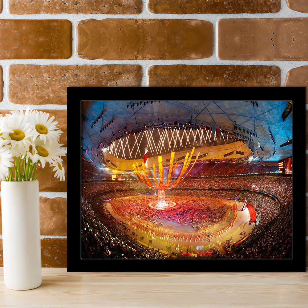 Inside Beijing Olympic Stadium, Stadium Canvas, Sport Art, Gift for him, Framed Art Print Wall Decor, Picture Framed
