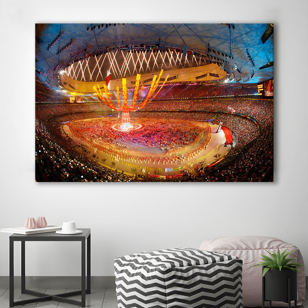 Inside Beijing Olympic Stadium, Stadium Canvas, Sport Art, Gift for him, Man Cave Decor, Art Print, Canvas Print Wall Art