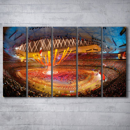 Inside Beijing Olympic Stadium, Stadium Canvas, Sport Art, 5 Panel B, Extra Large Canvas, Canvas Print Wall Art