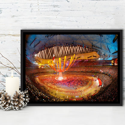 Inside Beijing Olympic Stadium, Stadium Canvas, Sport Art, Framed Canvas Print Wall Art, Floating Frame
