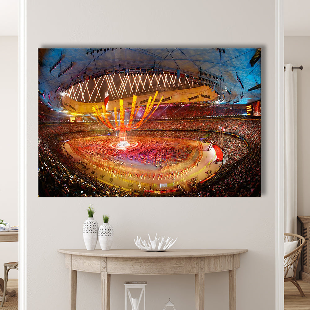 Inside Beijing Olympic Stadium, Stadium Canvas, Sport Art, Gift for him, Man Cave Decor, Art Print, Canvas Print Wall Art