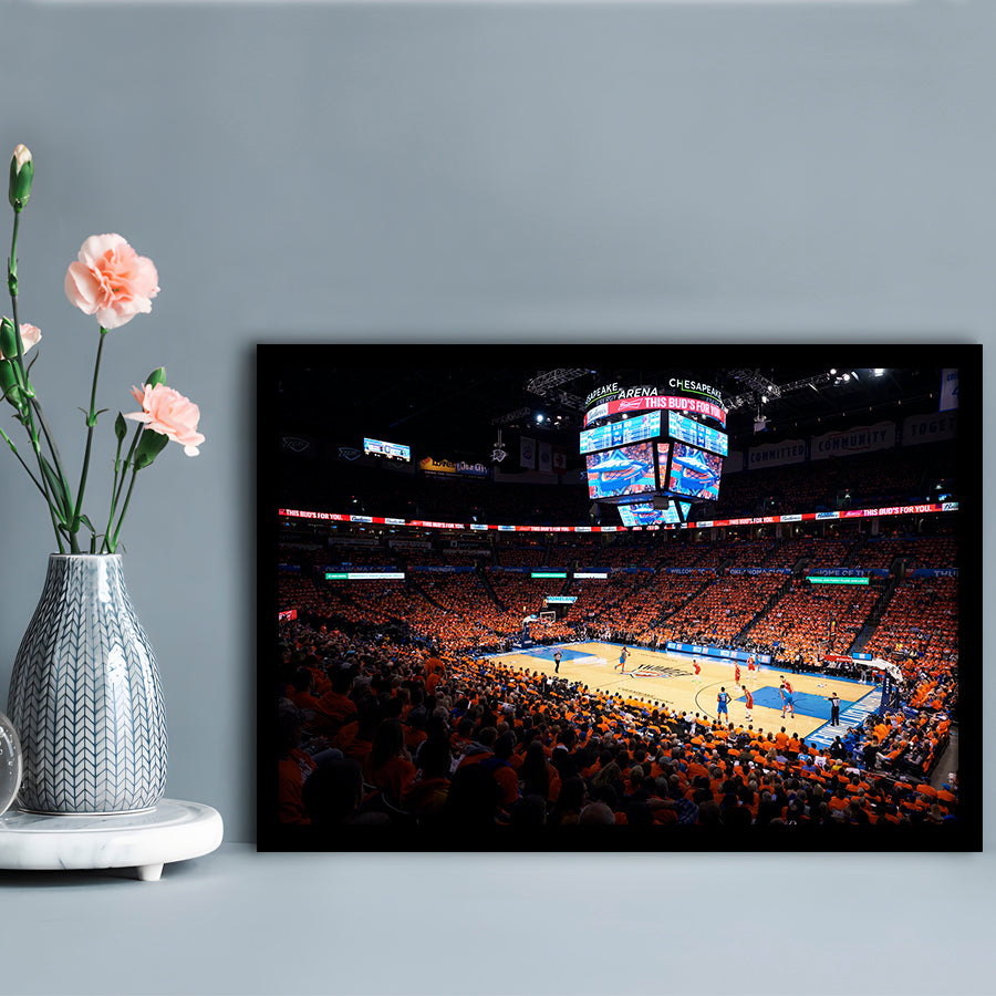 Inside Chesapeake Energy Arena, Stadium Canvas, Sport Art, Gift for him, Framed Art Print Wall Decor, Picture Framed