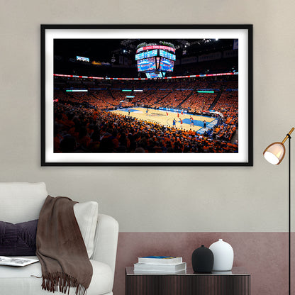 Inside Chesapeake Energy Arena, Stadium Canvas, Sport Art, Gift for him, White Border Framed Art Print Wall Decor
