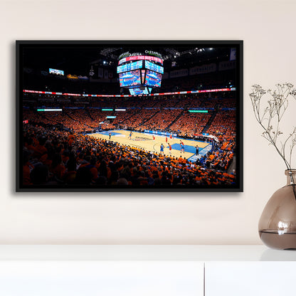 Inside Chesapeake Energy Arena, Stadium Canvas, Sport Art, Framed Canvas Print Wall Art, Floating Frame