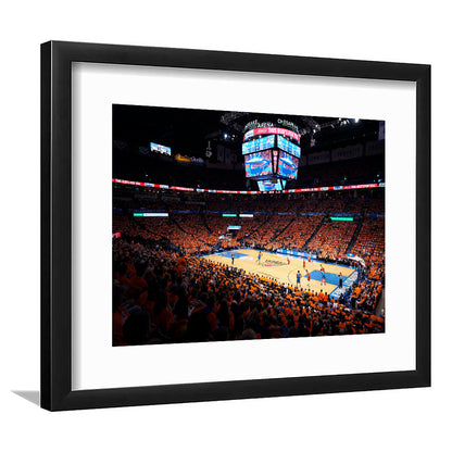 Inside Chesapeake Energy Arena, Stadium Canvas, Sport Art, Gift for him, White Border Framed Art Print Wall Decor