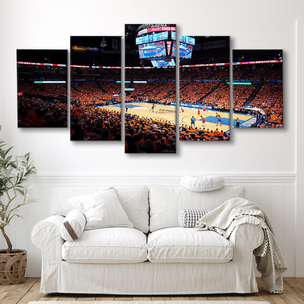 Inside Chesapeake Energy Arena, Stadium Canvas, Sport Art, Gift for him, 5 Panel, Large Canvas, Canvas Print Wall Art