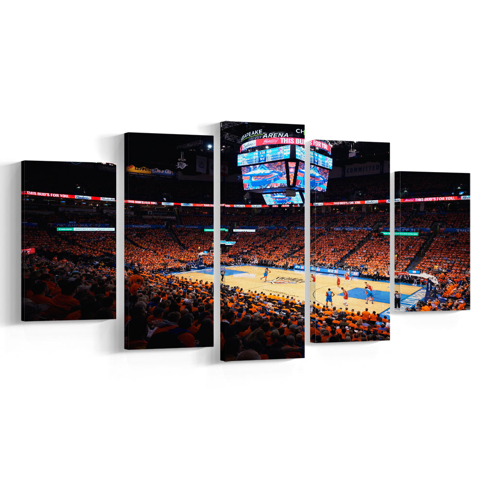 Inside Chesapeake Energy Arena, Stadium Canvas, Sport Art, Gift for him, 5 Panel, Large Canvas, Canvas Print Wall Art