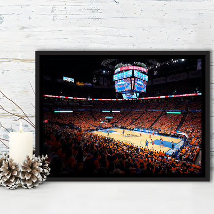 Inside Chesapeake Energy Arena, Stadium Canvas, Sport Art, Framed Canvas Print Wall Art, Floating Frame