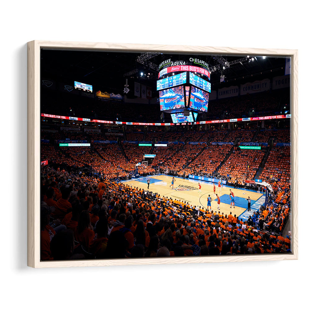 Inside Chesapeake Energy Arena, Stadium Canvas, Sport Art, Framed Canvas Print Wall Art, Floating Frame