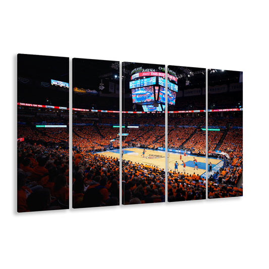 Inside Chesapeake Energy Arena, Stadium Canvas, Sport Art, 5 Panel B, Extra Large Canvas, Canvas Print Wall Art