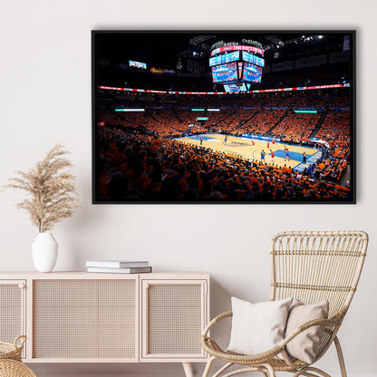 Inside Chesapeake Energy Arena, Stadium Canvas, Sport Art, Framed Canvas Print Wall Art, Floating Frame
