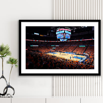 Inside Chesapeake Energy Arena, Stadium Canvas, Sport Art, Gift for him, White Border Framed Art Print Wall Decor