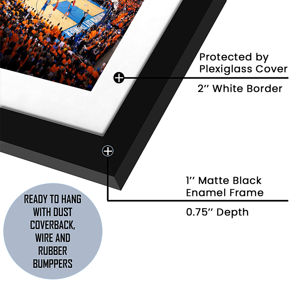 Inside Chesapeake Energy Arena, Stadium Canvas, Sport Art, Gift for him, White Border Framed Art Print Wall Decor