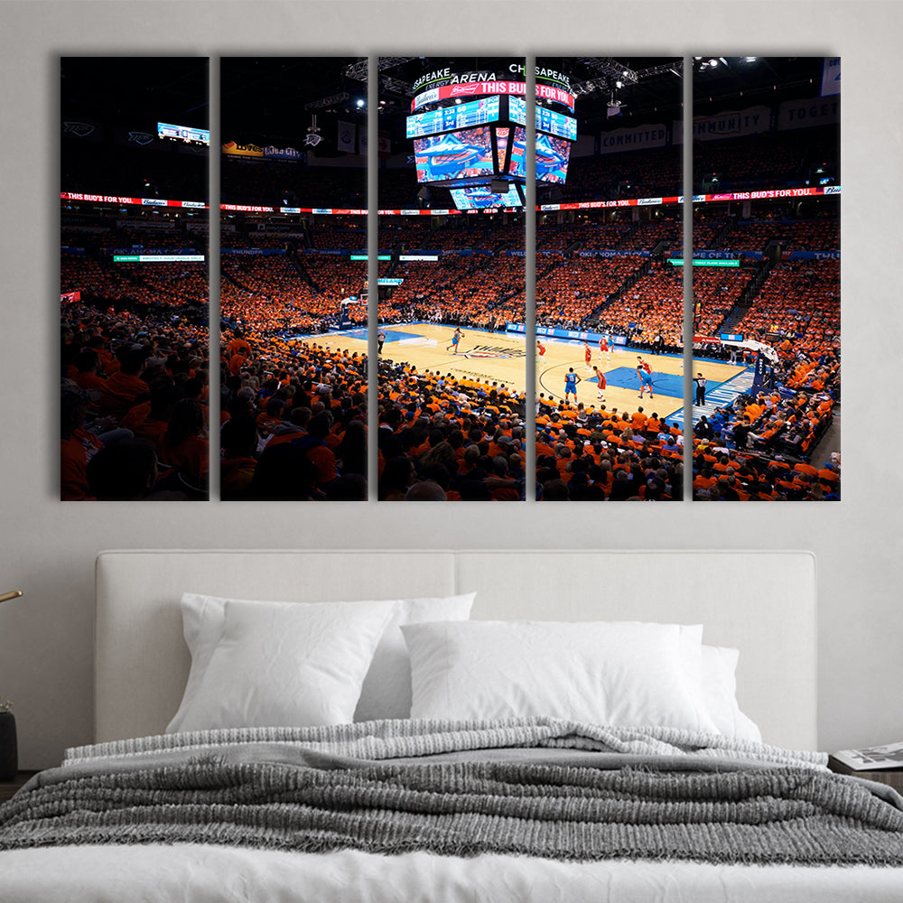 Inside Chesapeake Energy Arena, Stadium Canvas, Sport Art, 5 Panel B, Extra Large Canvas, Canvas Print Wall Art