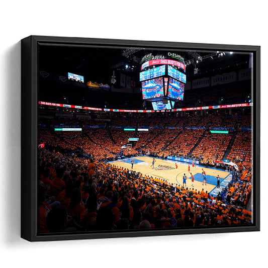 Inside Chesapeake Energy Arena, Stadium Canvas, Sport Art, Framed Canvas Print Wall Art, Floating Frame