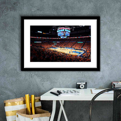 Inside Chesapeake Energy Arena, Stadium Canvas, Sport Art, Gift for him, White Border Framed Art Print Wall Decor