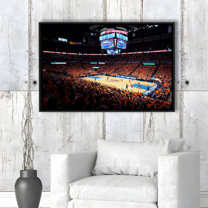 Inside Chesapeake Energy Arena, Stadium Canvas, Sport Art, Framed Canvas Print Wall Art, Floating Frame