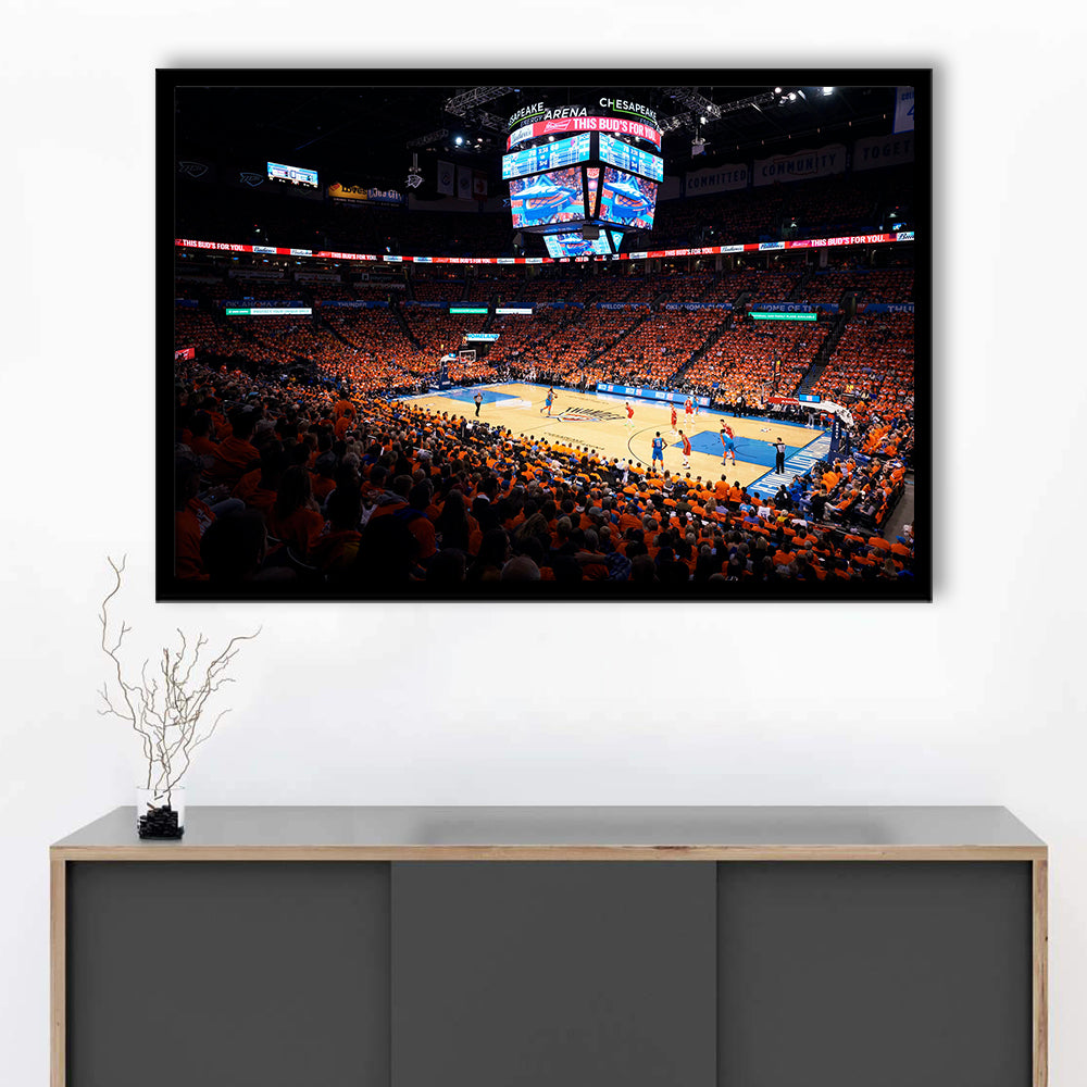 Inside Chesapeake Energy Arena, Stadium Canvas, Sport Art, Gift for him, Framed Art Print Wall Decor, Picture Framed