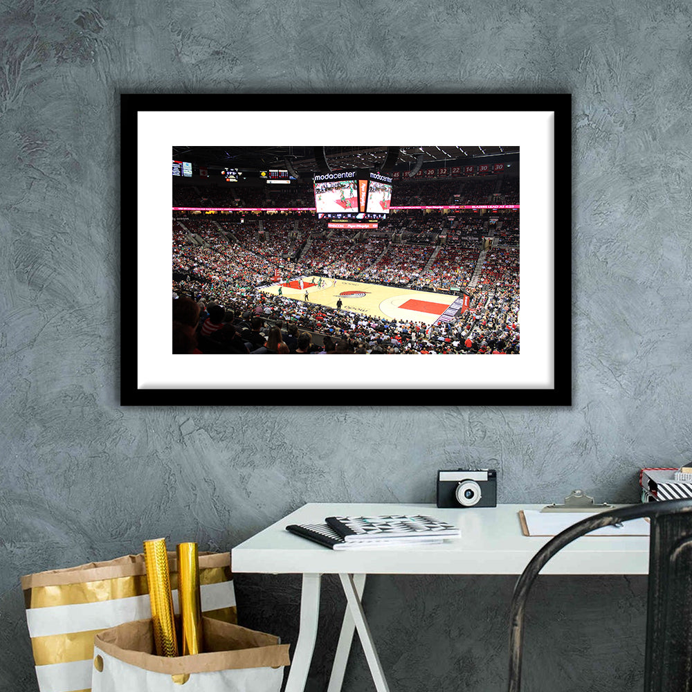 Inside Scotiabank Arena Toronto, Stadium Canvas, Sport Art, Gift for him, White Border Framed Art Print Wall Decor