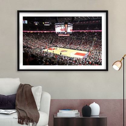 Inside Scotiabank Arena Toronto, Stadium Canvas, Sport Art, Gift for him, White Border Framed Art Print Wall Decor