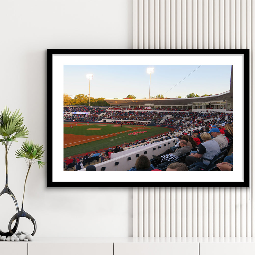 Interior of Swayze Field, Stadium Canvas, Sport Art, Gift for him, White Border Framed Art Print Wall Decor
