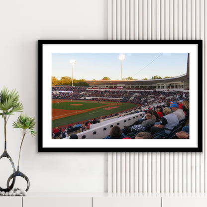 Interior of Swayze Field, Stadium Canvas, Sport Art, Gift for him, White Border Framed Art Print Wall Decor