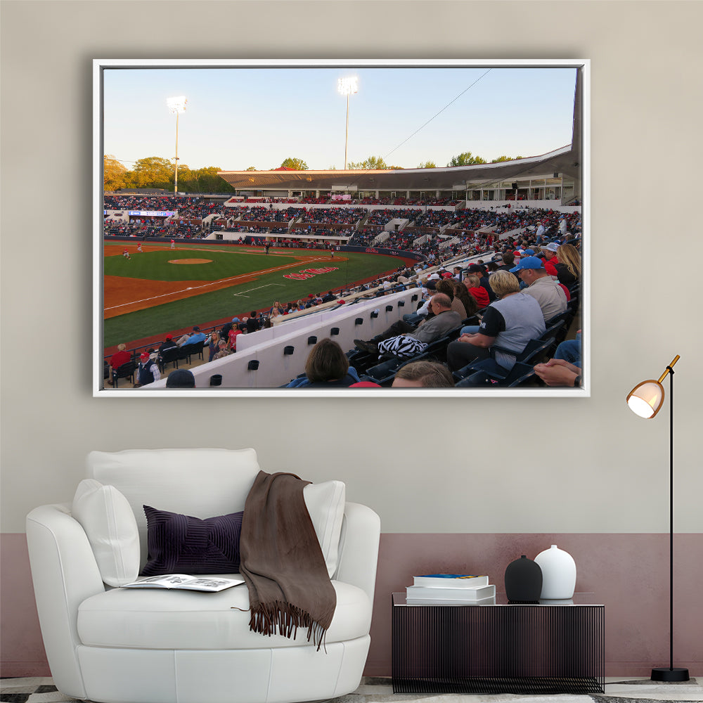 Interior of Swayze Field, Stadium Canvas, Sport Art, Framed Canvas Print Wall Art, Floating Frame