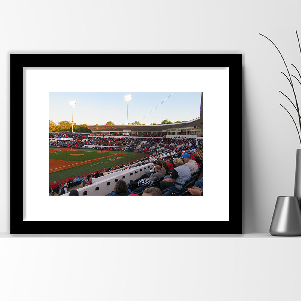Interior of Swayze Field, Stadium Canvas, Sport Art, Gift for him, White Border Framed Art Print Wall Decor