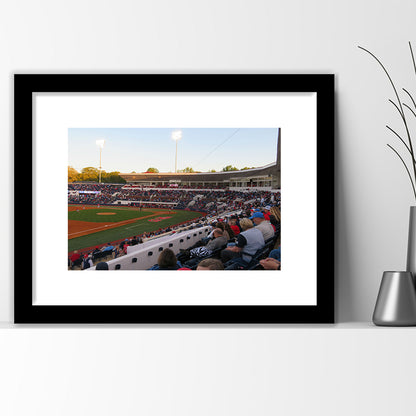 Interior of Swayze Field, Stadium Canvas, Sport Art, Gift for him, White Border Framed Art Print Wall Decor